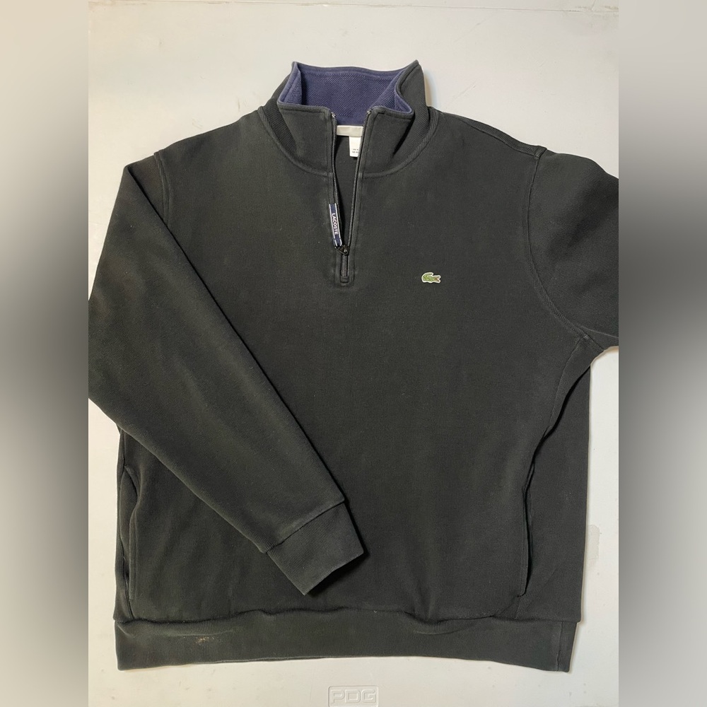 Lacoste 1/4 Quarter Zip Pullover Sweater Mens Black Cotton US Size 4XL FR 9